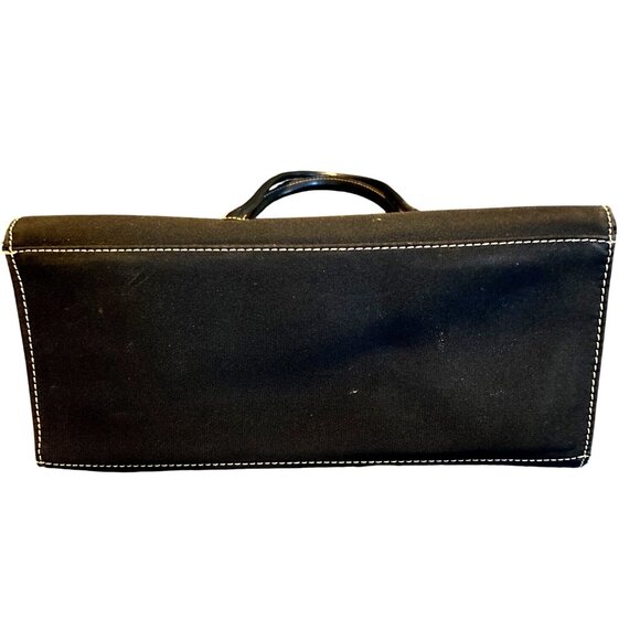 Tommy Hilfiger Womens Black Canvas Bag With Red Interior & Leather Handles - Picture 4 of 5